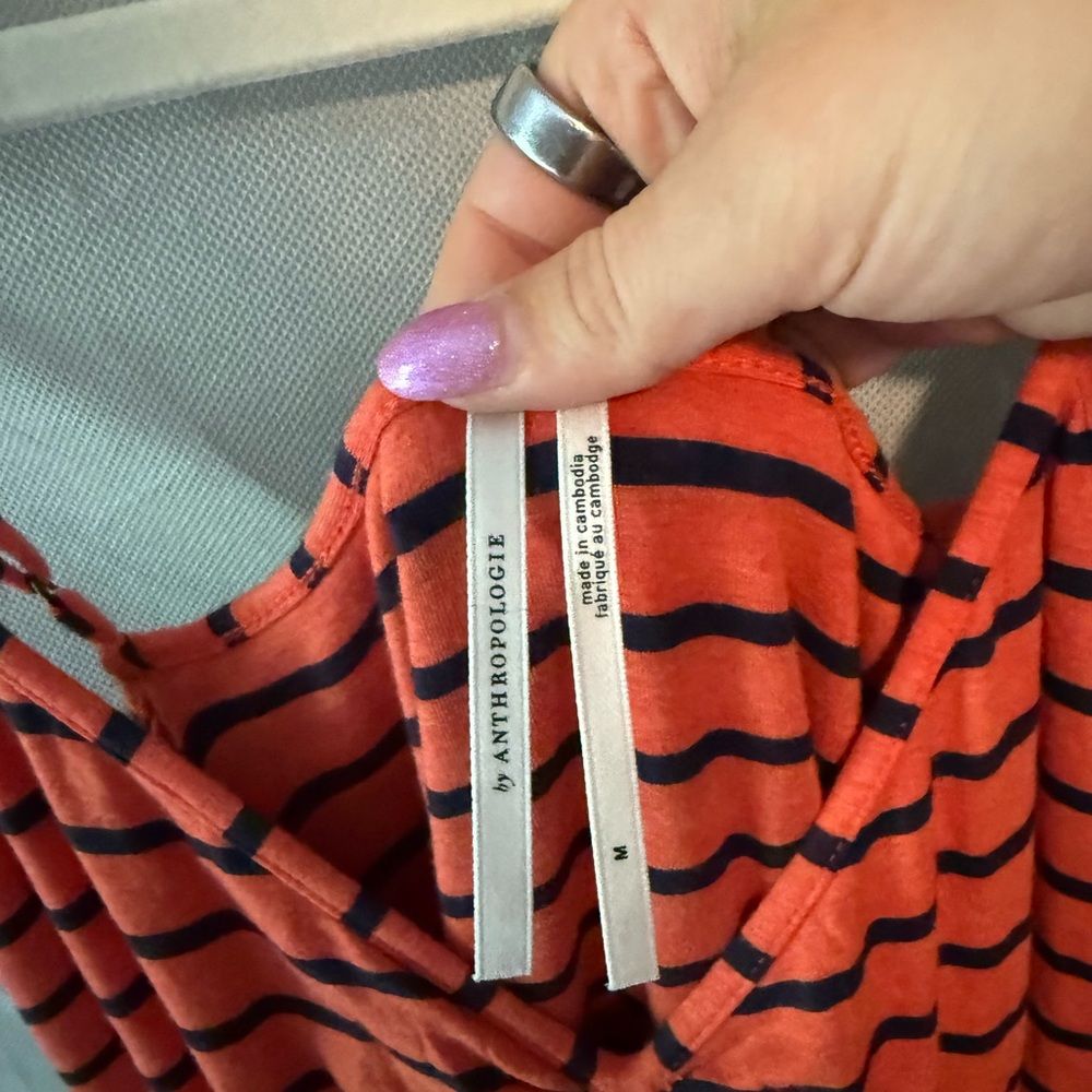 Anthropologie Red and Black Striped Jumpsuit - Picture 7 of 7